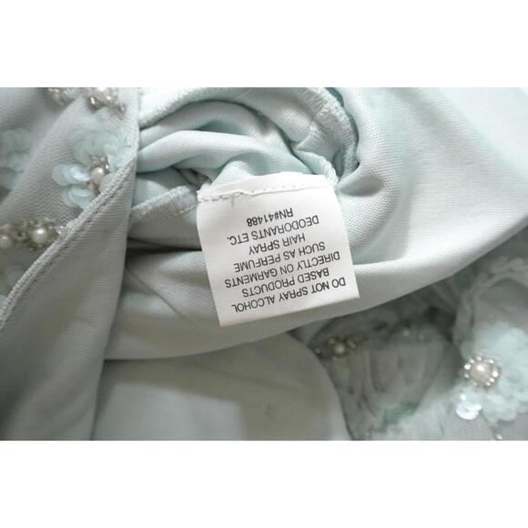 NEW, Mac Duggal Embellished Ruffled Spaghetti Strap Gown Seamist Size 6 #MD681 - Picture 8 of 9